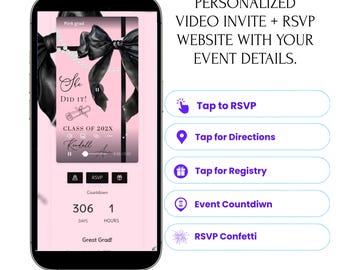 Evite Website Customized RSVP Interactive Invitation Save the Date Countdown, Google Maps, Gifts, Music, Text