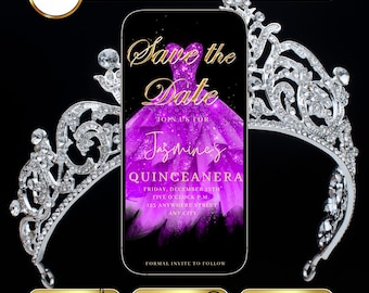 Quinceañera Video Invitation, Sweet 15 Girls Sweet 16 Birthday Invite, Canva Template, Animated Quince Años Save The Date RSVP and Music