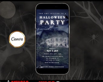 Halloween Party Video Invitation, Editable Canva Video Invite, Spooky Costume Party Invite, Interactive RSVP Website, Haunted House Evite