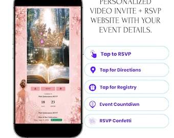 Evite Website Customized RSVP Interactive Invitation Save the Date Countdown, Google Maps, Gifts, Music, Text