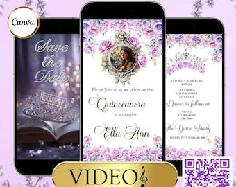 15 16 Mädchen Geburtstag Einladung Video Quinceaños Mädchen Geburtstag Einladung Animierte Quince Años Violet Save The Date Antwort