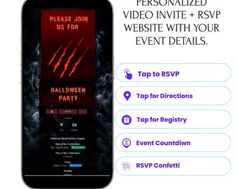 Evite Website Customized RSVP Interactive Invitation Save the Date Countdown, Google Maps, Gifts, Music, Text