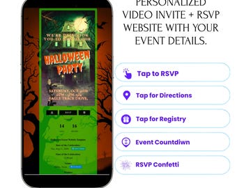 Evite Website Customized RSVP Interactive Invitation Save the Date Countdown, Google Maps, Gifts, Music, Text