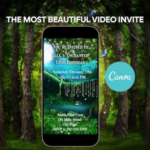 Enchanted Forest Video Invitation, Magic Fairy Video Invite, Canva Template, Editable Invite, Instant Download, Digital Evite, Text Invite