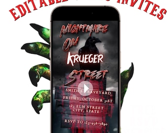 Nightmare on Elm Street Halloween Video Invitation: Animated Scary Evite (Digital Download)