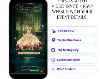 Evite Website Customized RSVP Interactive Invitation Save the Date Countdown, Google Maps, Gifts, Music, Text
