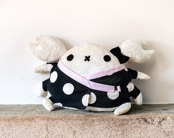 White Polka dot Crab Teddy- handmade cute stuffed animal toy, modern design, cuddly plush, nursery decor, Baby Shower and Birthday gift