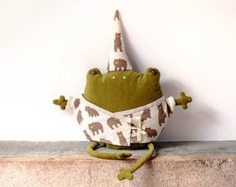 王冠をつけたカエルのぬいぐるみ - 20 cmのフルサイズのかわいい