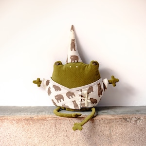 Big Sleepy Pajamas Frog- cuddly plush, cute stuffed animal toy, premium nursery decor, vintage style, Baby Shower and Birthday gift.