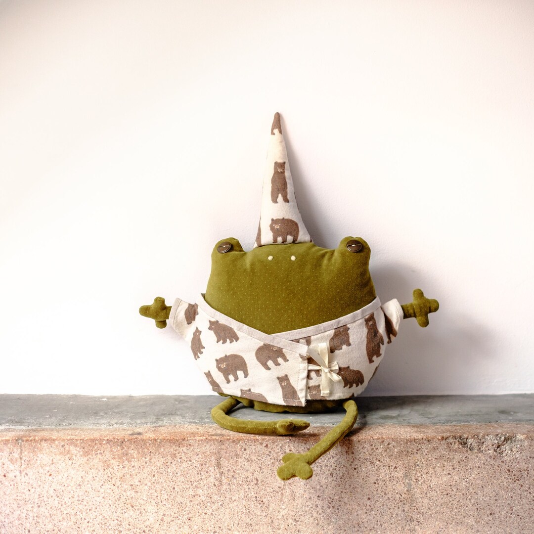 Handmade Pajama Frog Plush Upcycled Velvet Stuffed Animal Etsy