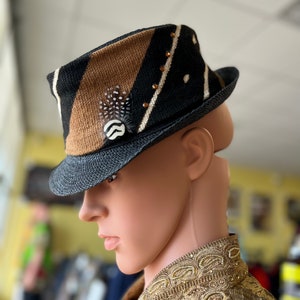 Short Brim Mudcloth Fedora,AfricanFedora/Women Fedora/Mudcloth Fedora/African Fedora/Ethnic Hat/Unisex Fedora/African Dress Hats