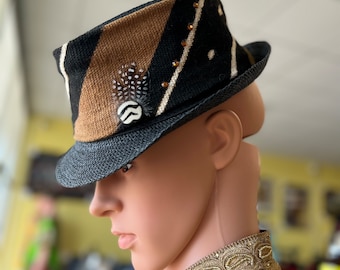 Schlammtuch Fedora mit kurzer Krempe, afrikanischer Fedora / Frauen-Fedora / Schlammtuch Fedora / afrikanischer Fedora / ethnischer Hut / Unisex Fedora / afrikanisches Kleid Hüte
