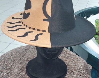 Brown And Black Fedora Hat, Unc Hat, Western Hat, African Cowboy Hat