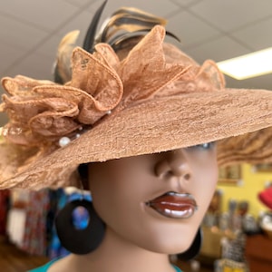Brown Hat /Brown Derby Hat /Church formal Hat/Tea Party Hat/Casual Holiday /Ladies Hat/Wedding Church Hat/Mother Day Hat