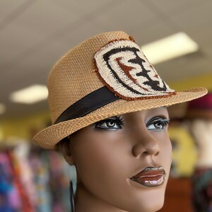 Short Brim Mudcloth Fedora,AfricanFedora/Women Fedora/Mudcloth Fedora/Tan African Fedora/Ethnic Hat/Unisex Fedora/African Dress Hats