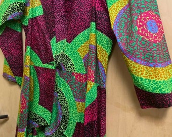 African clothing for women/African dress for women/African Print Duster/African dress in Green and Pink / Gift For Her