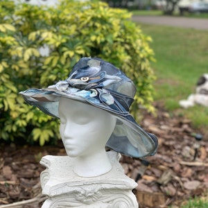 Blue Wide Brim Hat, Dress Hat,Sun Hat, Wedding Hat ,Mother’s Day Hat, Cruise Hat,
