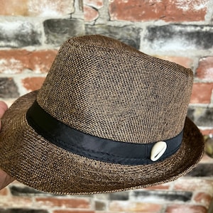 Men Fedora,Men Church Hat, Men Classic Style Hat,Unisex Summer Fedora,Fedora Hat Short Brim,Brown Fedora