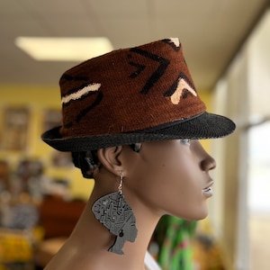 Short Brim Mudcloth Fedora,AfricanFedora/Women Fedora/Mudcloth Fedora/African Fedora/Ethnic Hat/Unisex Fedora/African Dress Hats