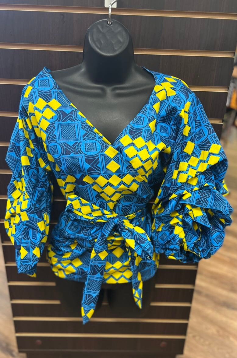 women's navy and yellow tops