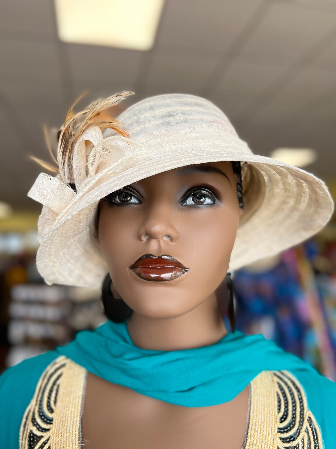 Off White /beige Hat /off White/beige Derby Hat /church Formal Etsy