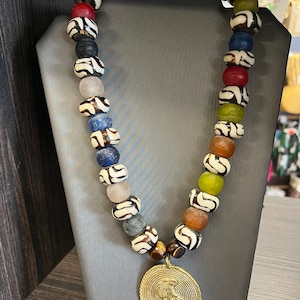 Men AfricanTribal Jewery/Mudcloth/ African Jewelry for Men/Tribal Necklace/Gift for him/African Eagle Necklace/African bead necklace for Men