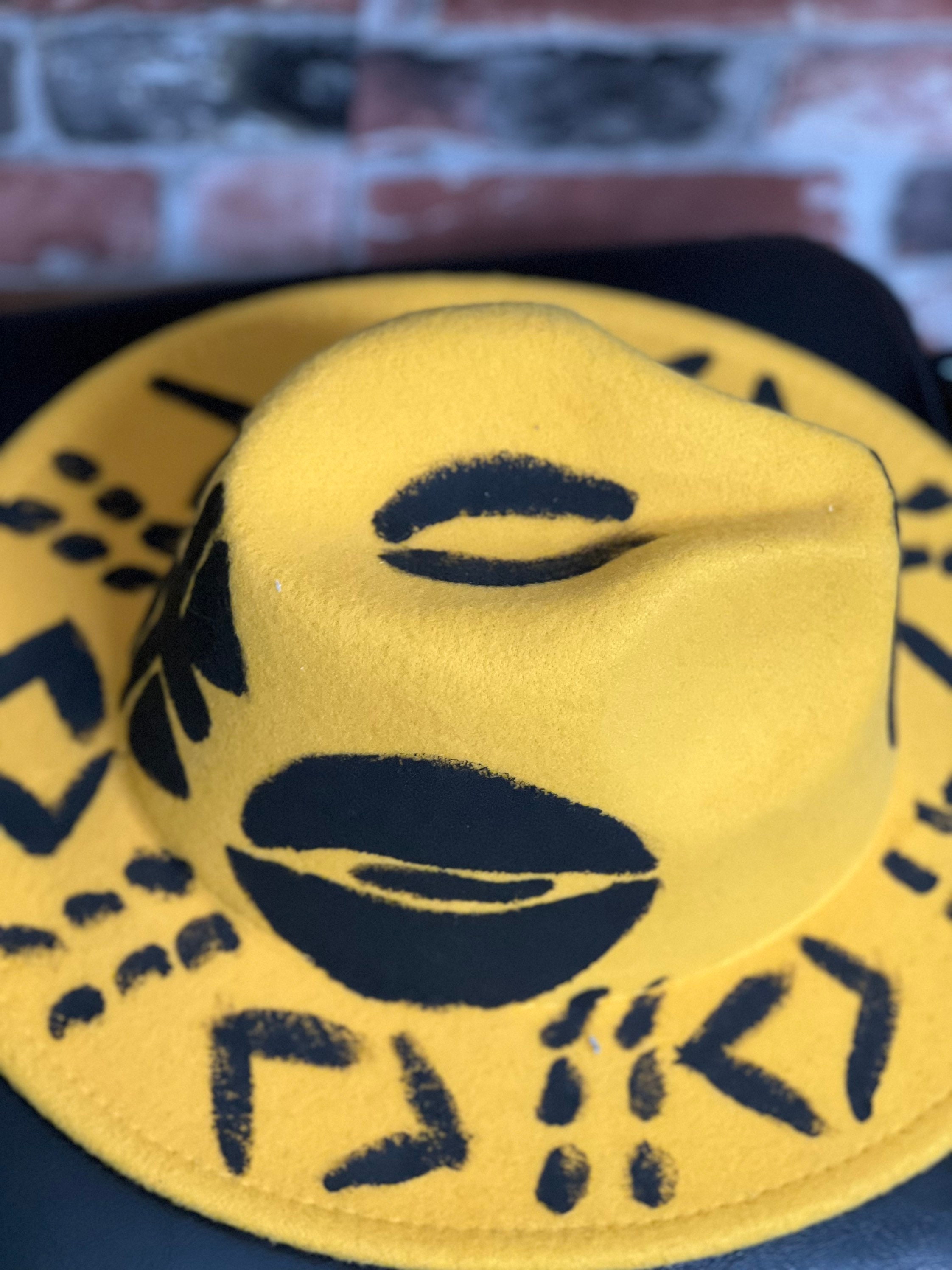 Adinka Fedora, Yellow and Black Fedora, Gift for Him or Her African Men