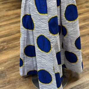 White and Blue African Print/Broomstick Skirt/A line Skirt/ African Print Skirt/ Long African Skirt /Skirt with Elastic Waist/African Fabric