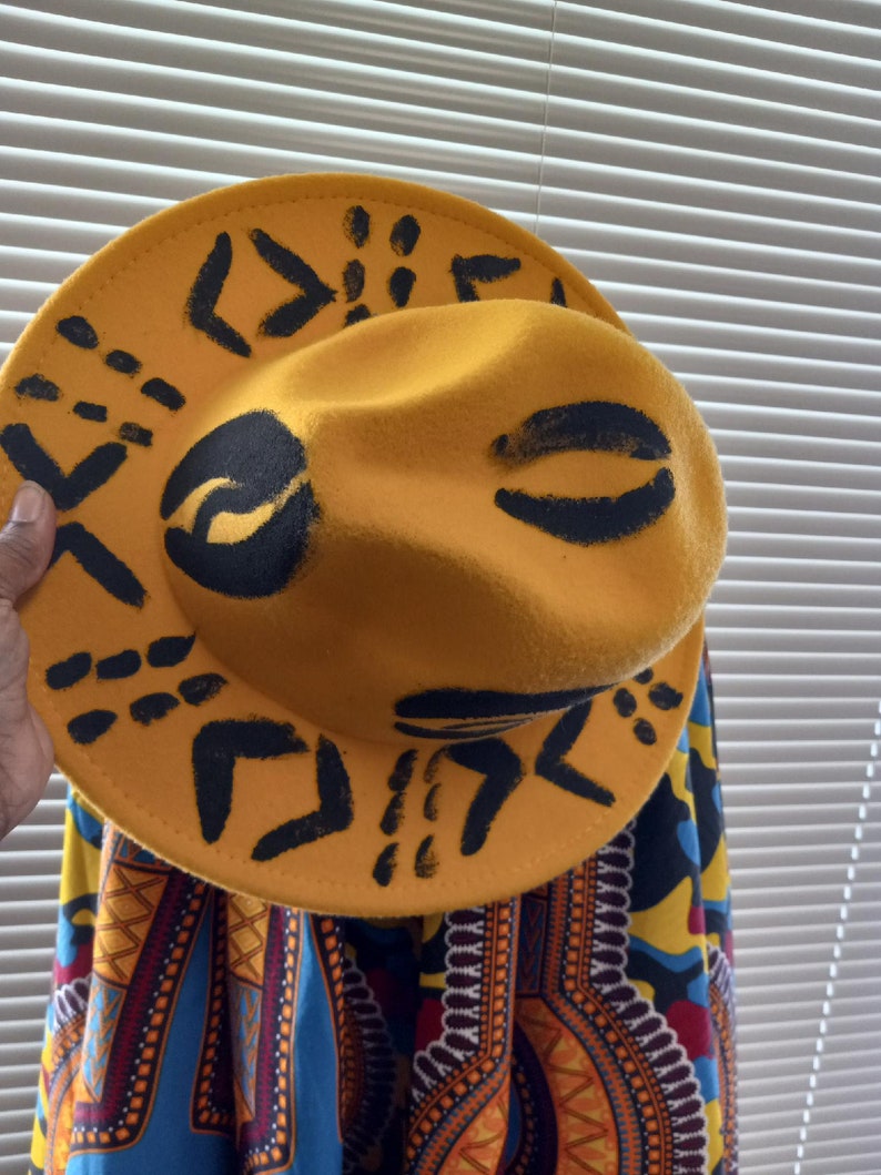 Adinka Fedora, Yellow and Black Fedora, Gift for Him or Her African Men
