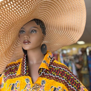 Summer Hat/Cruise Hat/Tan African Hat/African Beach Hat/Vacation Hat/ Wide Brim Hat/ Large Straw Hat/Oversized Hat/Big Floppy Hat