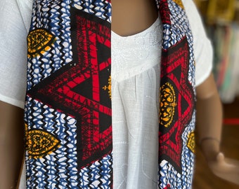 Bufanda de historia negra, bufanda reversible de hombres africanos, ropa africana para hombres, bufanda de accesorios africanos, bufanda de estampado africano, bufanda de estrella