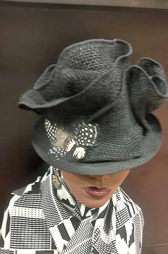 Black Fedora Hat, Church Hat, Designer Hat , Ethnic Hat, African Hat , Zulu Hat
