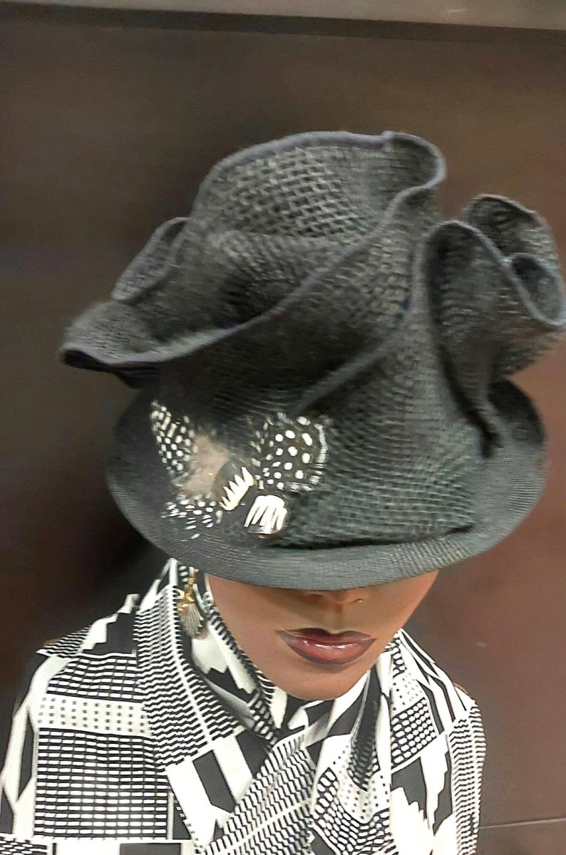 Black Fedora Hat, Church Hat, Designer Hat , Ethnic Hat, African Hat , Zulu Hat image 1