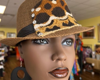 Krótki kapelusz fedora z tkaniny błotnej, afrykański kapelusz fedora/damski kapelusz fedora/brązowy kapelusz fedora afrykański/etniczny kapelusz fedora/unisex kapelusz fedora/afrykańskie kapelusze wizytowe