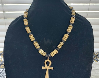 Collana in ottone africano con ciondolo di perline, importazione dal Ghana