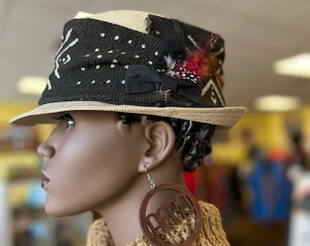 Chapeau fedora en toile de lin à bord court, Fedora africain/Femme Fedora/Fedora Fedora court/Bedora africain/Chapeau ethnique/Fedora unisexe/Chapeaux habillés africains/