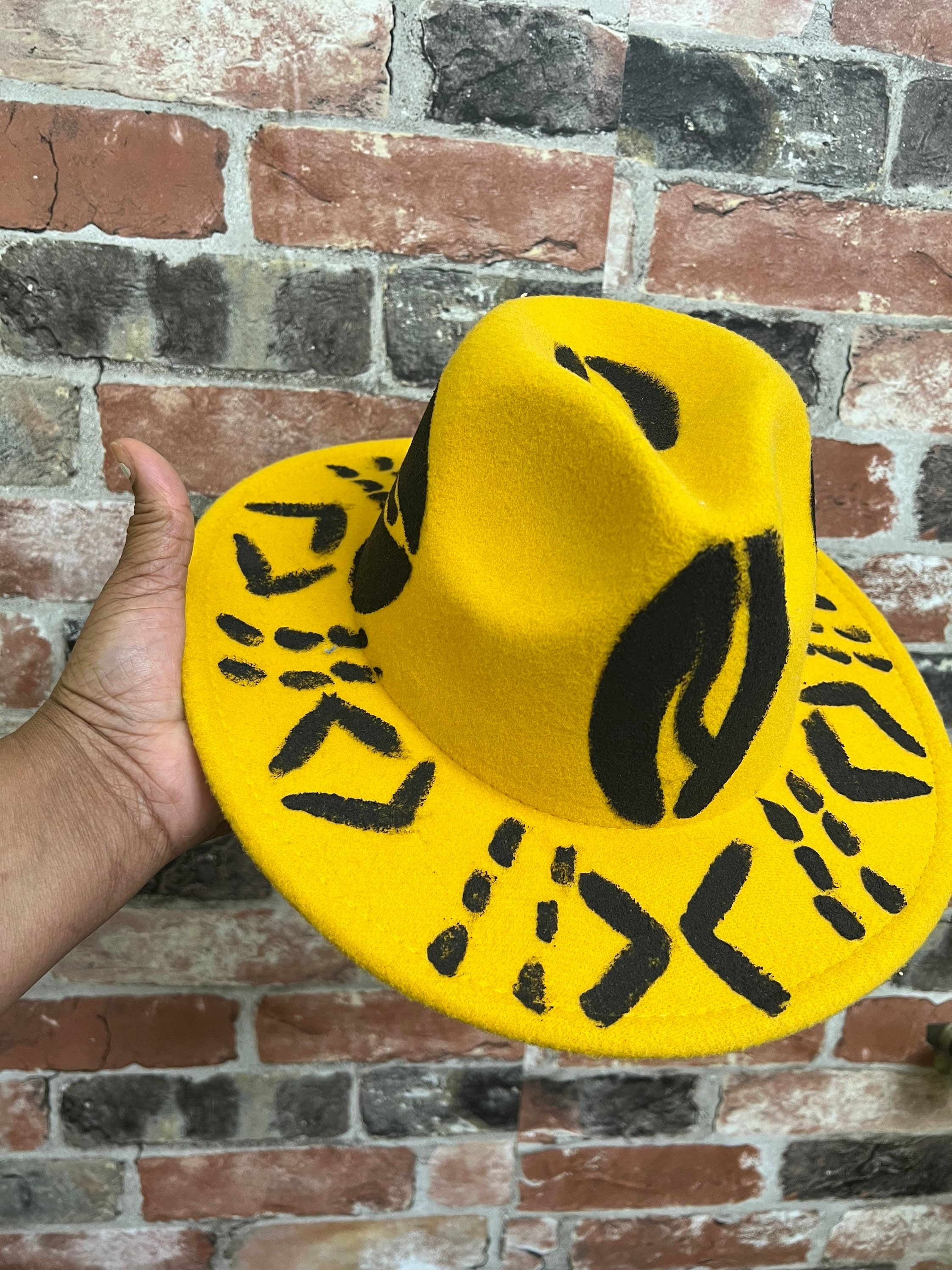 Adinka Fedora, Yellow and Black Fedora, Gift for Him or Her African Men