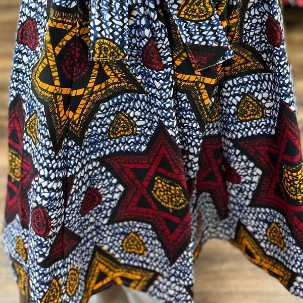African Skirt/Jamacian Dance Skirt/African Print Skirt/Tie Belt/Elastic Waist Skirt/Women’s Skirts/ Casual Elastic Skirt