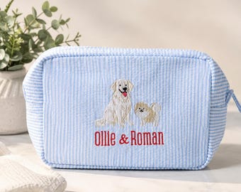 Borsa per animali personalizzata / Articoli da toilette in seersucker ricamato