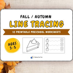 Fall Preschool Line Tracing Worksheets | Autumn Fine Motor Activity (Instant Download PDF)