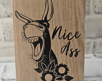 Funny Bathroom Decor Nice Ass Donkey Sign Donkey Butt Wall Art Rustic Farmhouse Wood Sign Humor Bathroom Sign Funny Housewarming Gift
