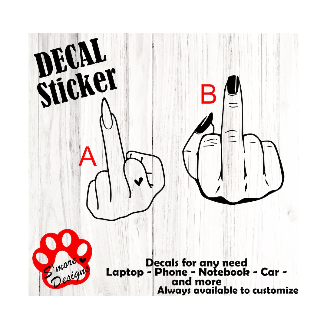 Middle Finger Female Decal Car Window Decal Laptop Sticker Funny Women