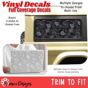 Rose Car Window Decal Floral Vinyl Sticker for Car Laptop Window Decorative Rose Car Wrap Accessory Boho Car Sticker Rose Decal Flower Decal
