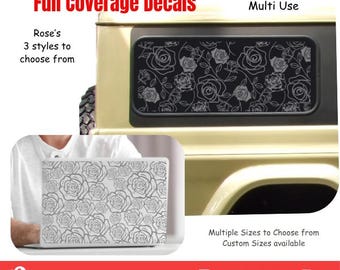 Rose Car Window Decal Floral Vinyl Sticker for Car Laptop Window Decorative Rose Car Wrap Accessory Boho Car Sticker Rose Decal Flower Decal