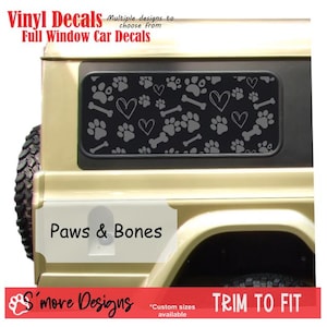 Paws & Bones Full Window Decal Paw Print Car Wrap Sticker Pet Lovers Vinyl Side Window Decal Dog Lover Car Accessory Dog Paw Print Sunroof