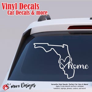 Florida State Decal with Orange Blossom FL State Flower Sticker Home State Outline Vinyl Decal for Car Window, Tumbler, Laptop & More