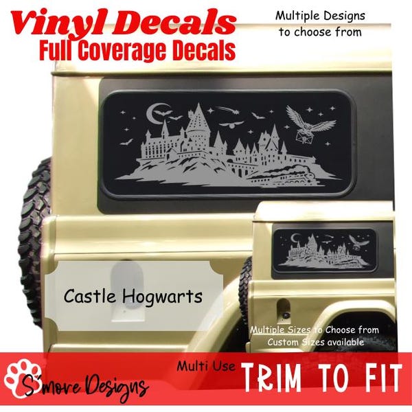 Wizard Castle Full Coverage Car Window Decal Magical Fantasy Castle Vinyl Sticker Rear Window Car Decal Wizard Inspired Auto Decal Sunroof