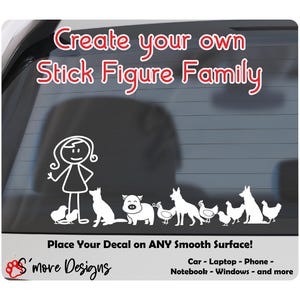 Custom Farm Animal Stick Figure Family Car Decal Personalized Chicken Pig Cow Goat Horse Sheep Window Sticker Farm Family Vinyl Decal