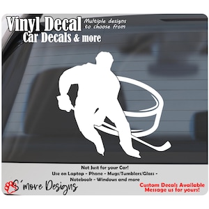 Ice Hockey Car Decal Guys Ice Hockey Player Vinyl Sticker Hockey Car Window Decal Sports Sticker Hockey Gift for Boys Custom Hockey Decal