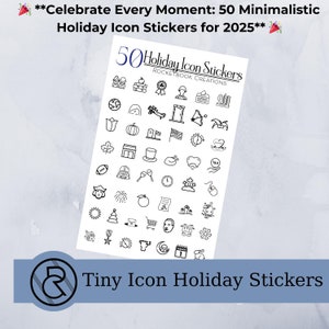 50 Minimalist Holiday Icon Stickers: Planner Calendar Journal